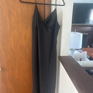 Abercrombie & Fitch Black Satin Midi Dress